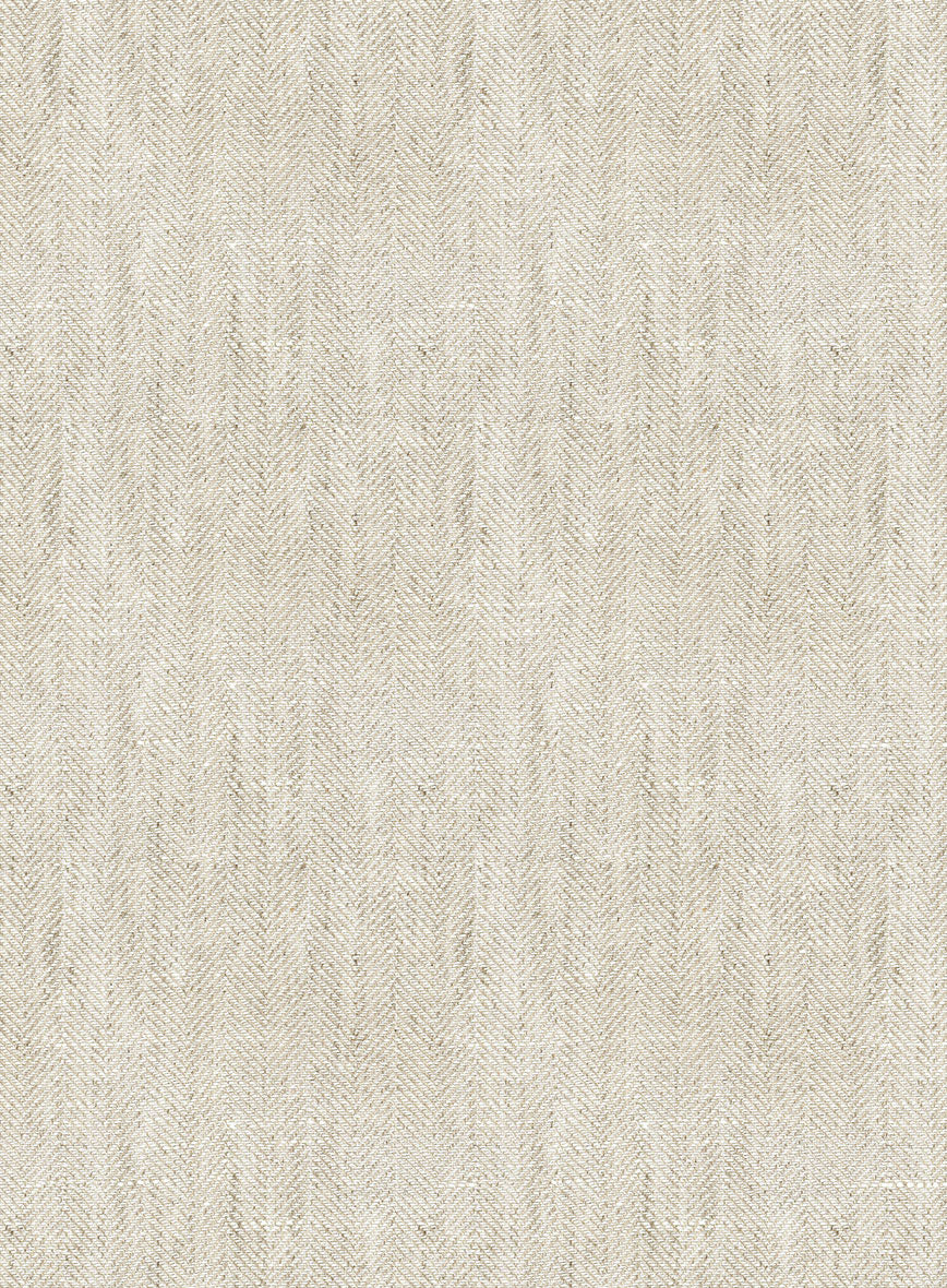 Italian Prato Beige Herringbone Linen Pants - StudioSuits