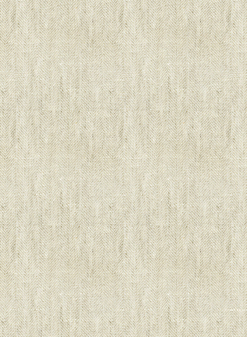 Italian Prato Beige Herringbone Linen Pants - StudioSuits