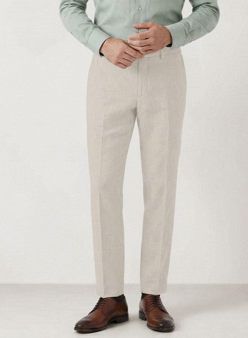 Italian Prato Beige Linen Pants - StudioSuits