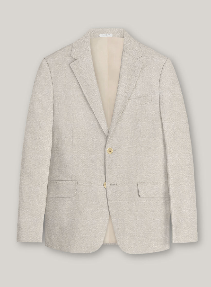 Italian Prato Beige Linen Jacket - StudioSuits