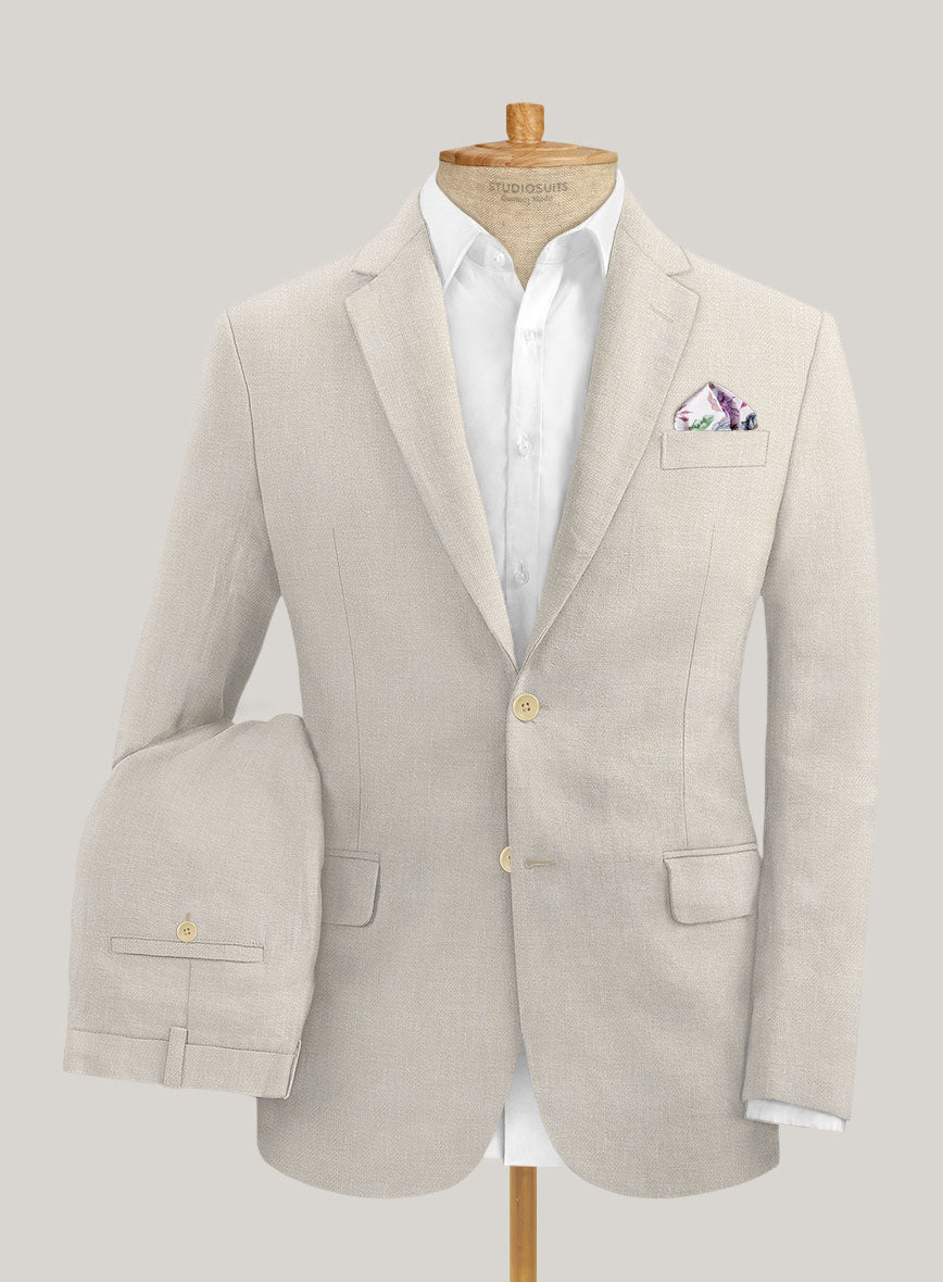 Italian Prato Beige Linen Suit - StudioSuits