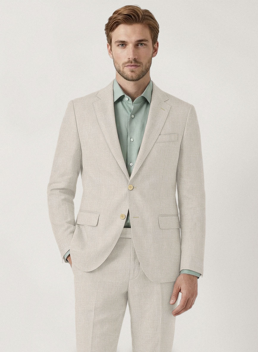 Italian Prato Beige Linen Jacket - StudioSuits