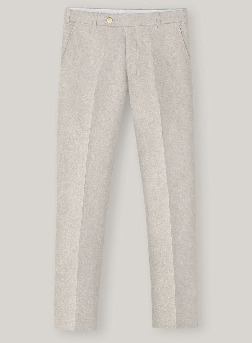 Italian Prato Beige Linen Pants - StudioSuits
