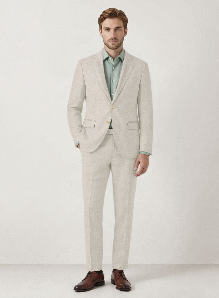 Italian Prato Beige Linen Suit - StudioSuits