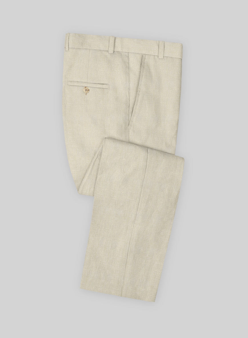 Italian Prato Beige Linen Pants - StudioSuits