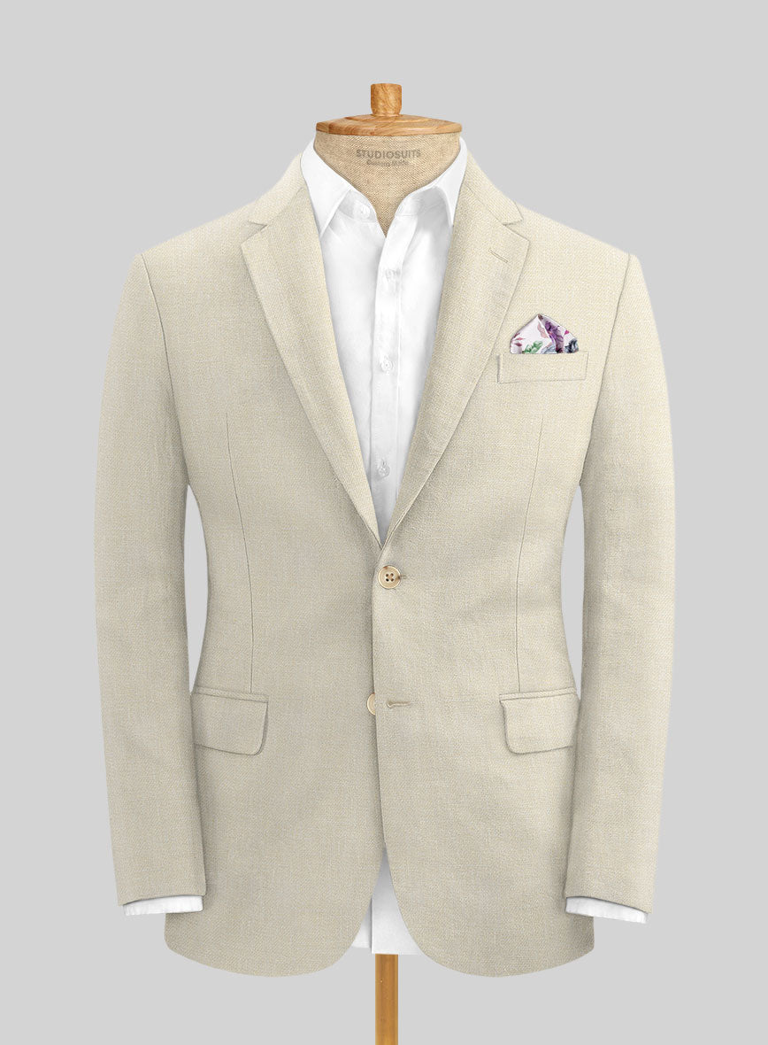 Italian Prato Beige Linen Suit - StudioSuits