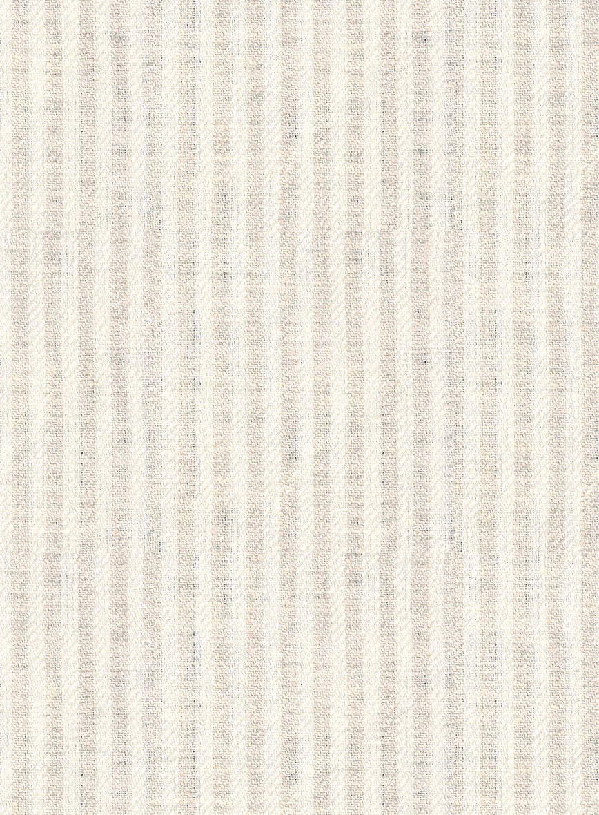 Italian Prato Beige Pinstripe Linen Pants - StudioSuits