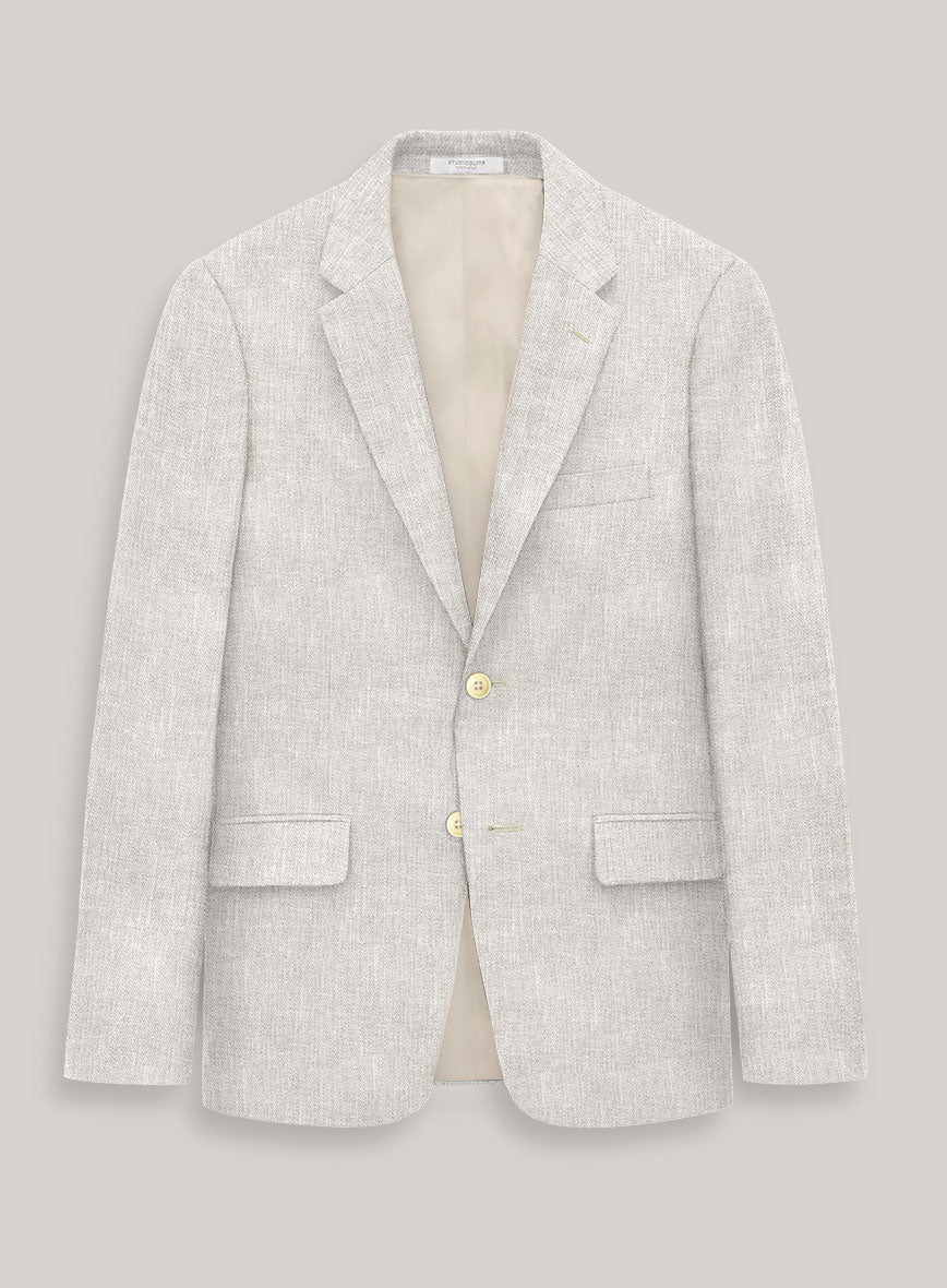 Italian Prato Beige Sharkskin Linen Jacket - StudioSuits