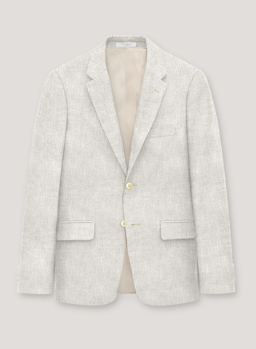 Italian Prato Beige Sharkskin Linen Jacket - StudioSuits
