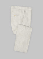 Italian Prato Beige Sharkskin Linen Pants - StudioSuits