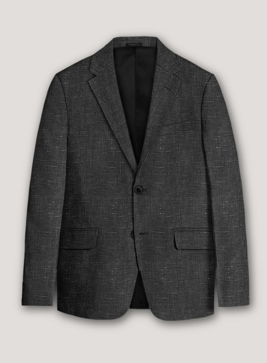 Italian Prato Black Chambray Linen Jacket - StudioSuits