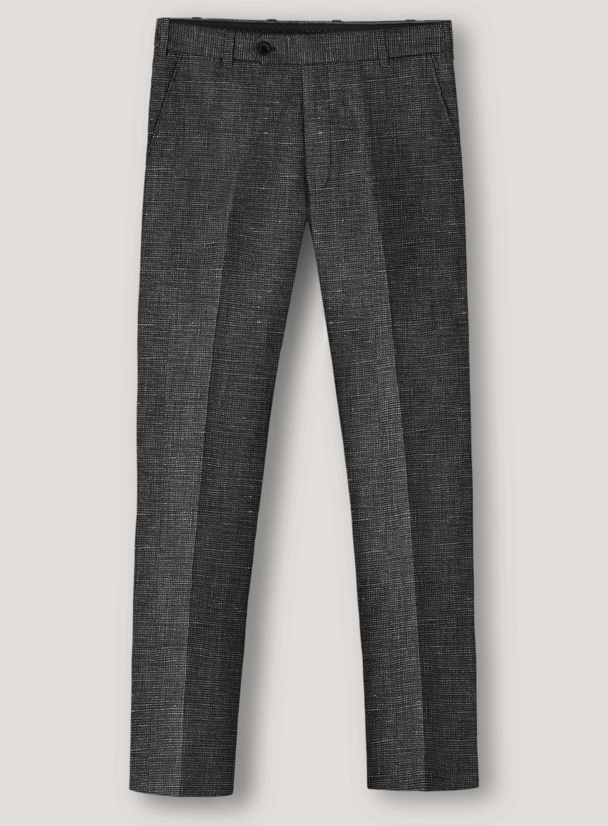 Italian Prato Black Chambray Linen Pants - StudioSuits