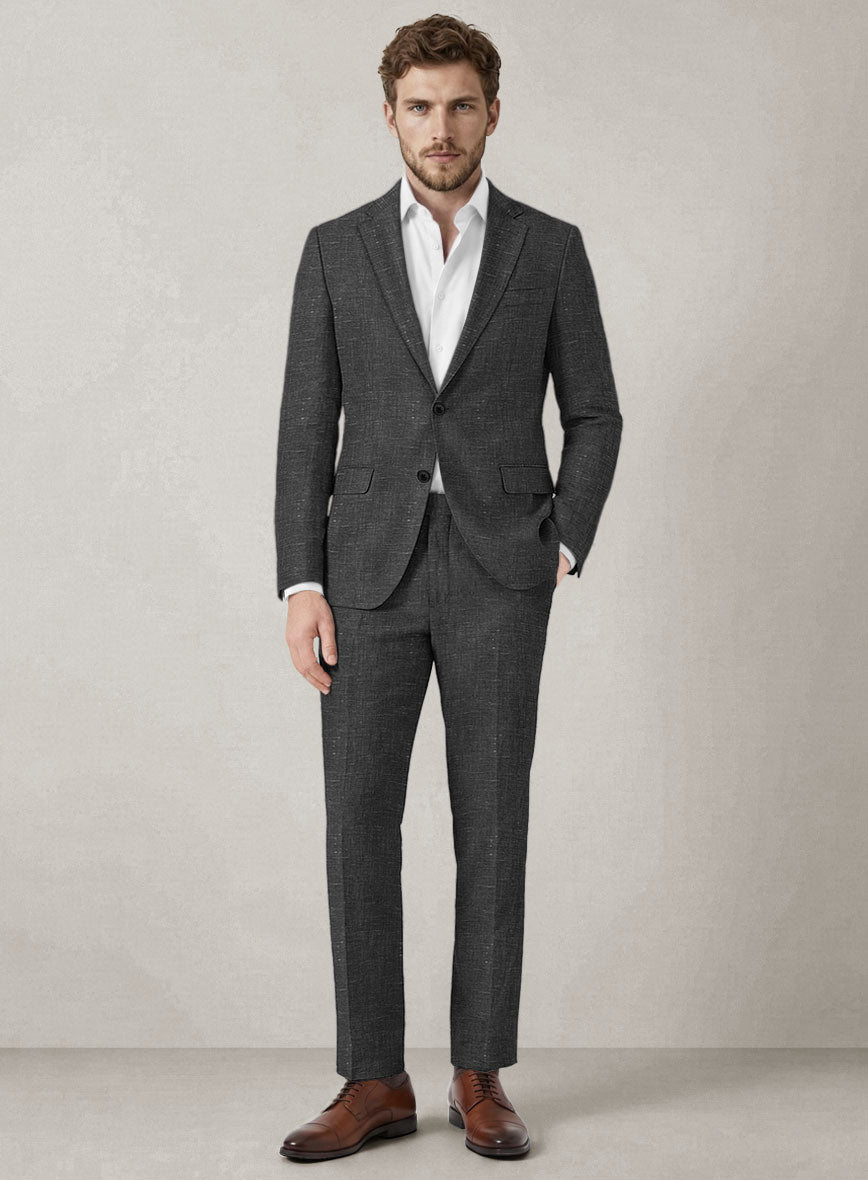Italian Prato Black Chambray Linen Suit - StudioSuits