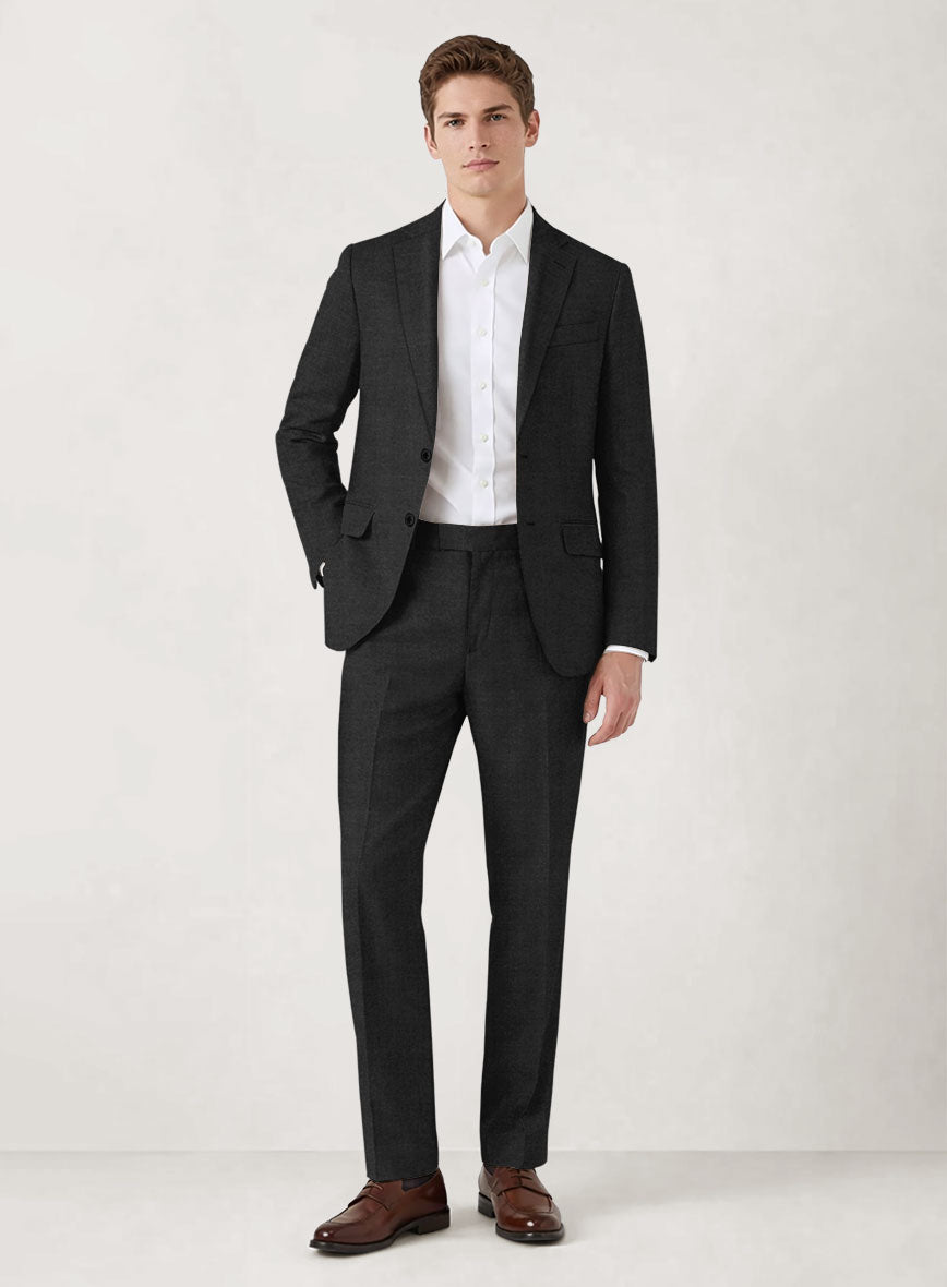Italian Prato Black Herringbone Linen Suit - StudioSuits