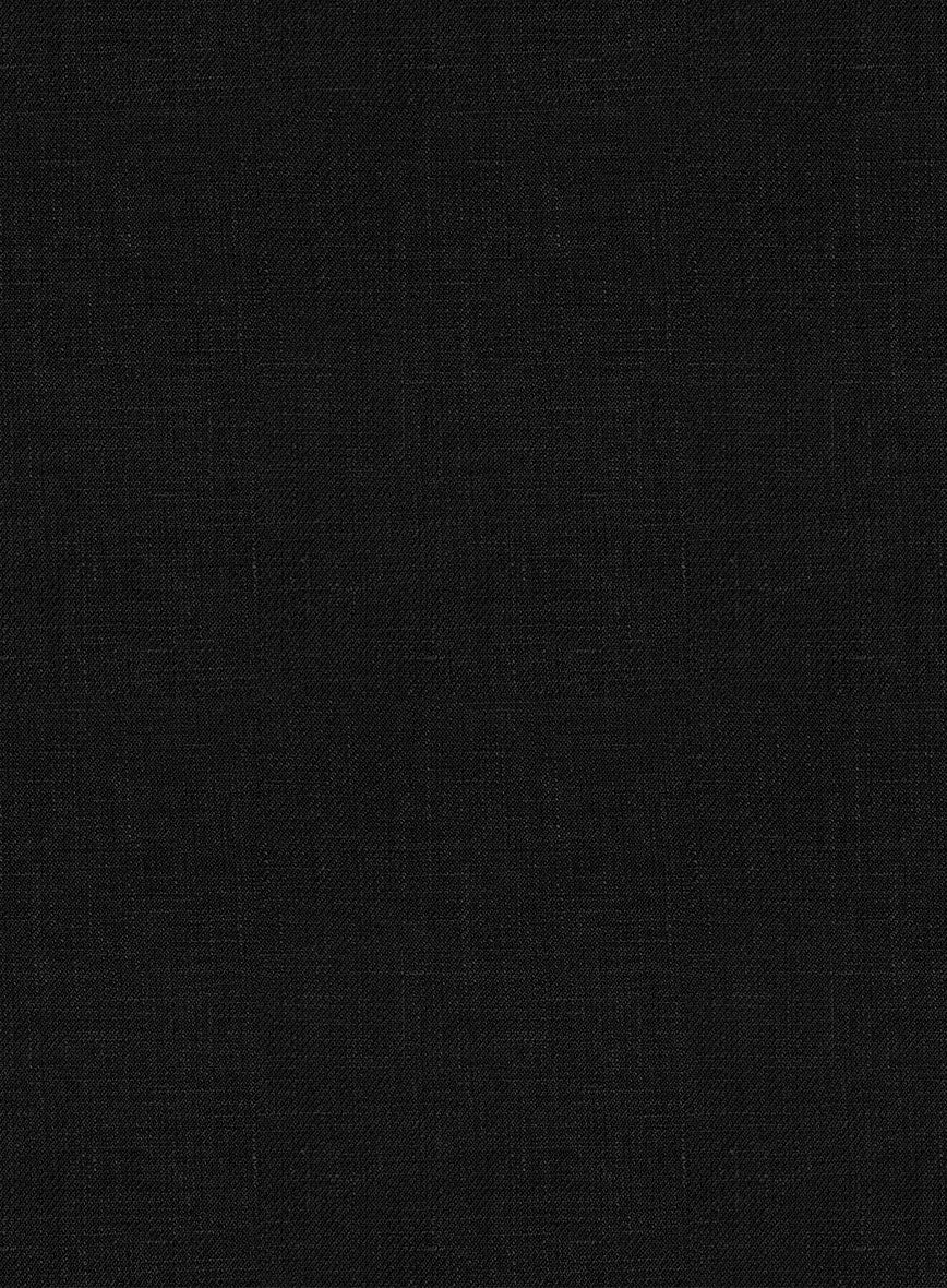 Italian Prato Black Linen Bomber Jacket - StudioSuits
