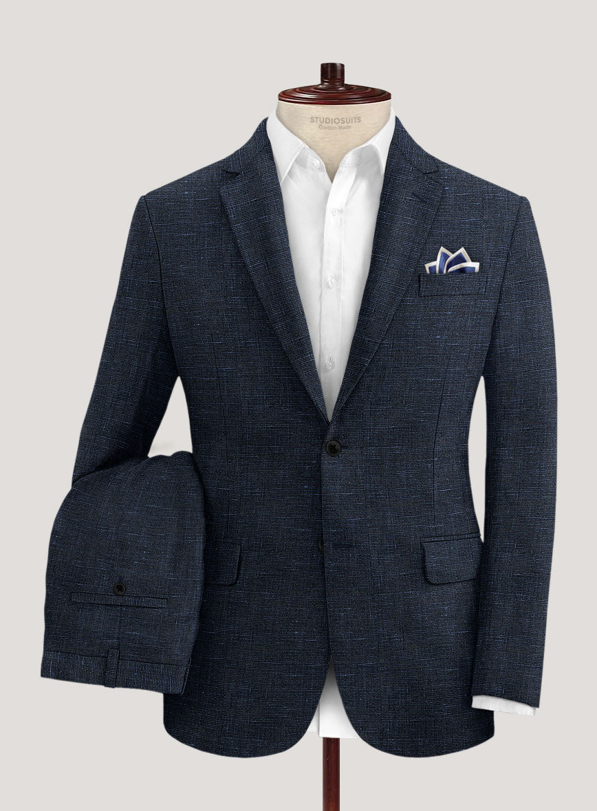 Italian Prato Blue Chambray Linen Jacket - StudioSuits