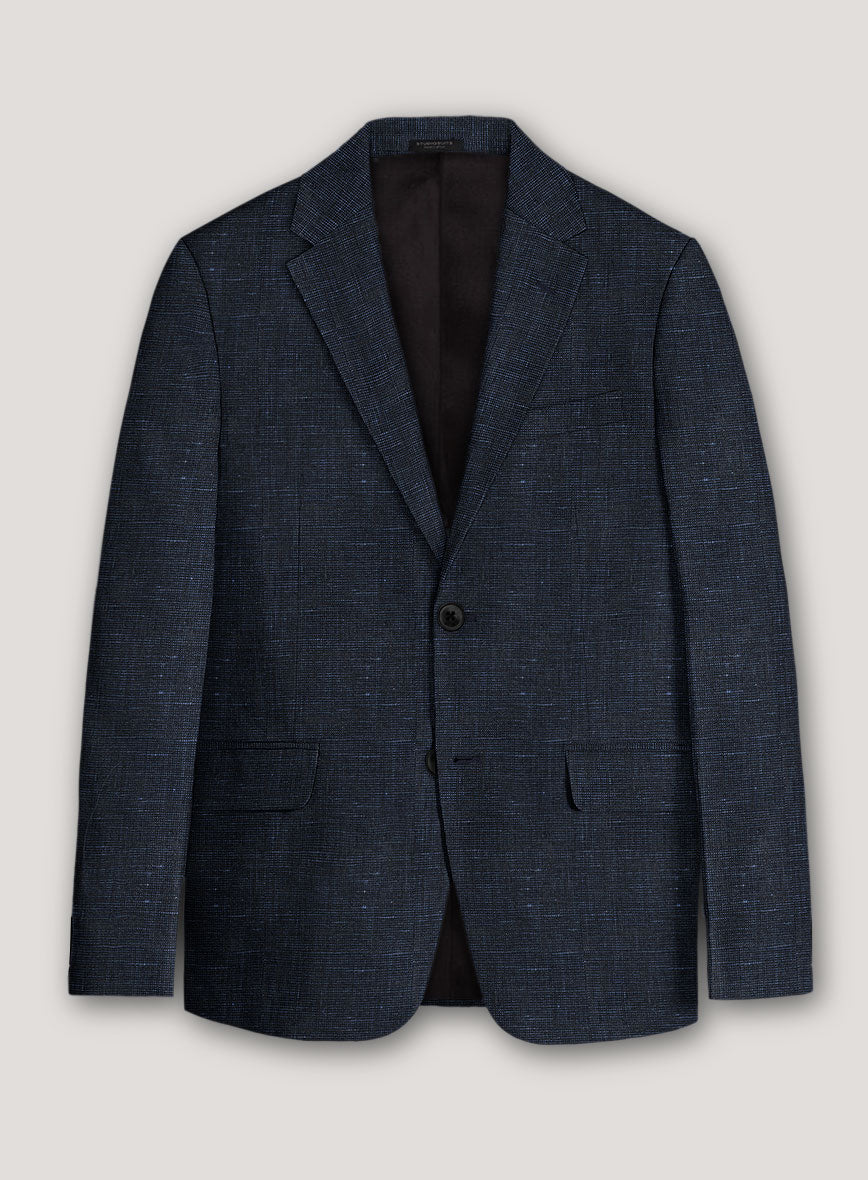 Italian Prato Blue Chambray Linen Jacket - StudioSuits