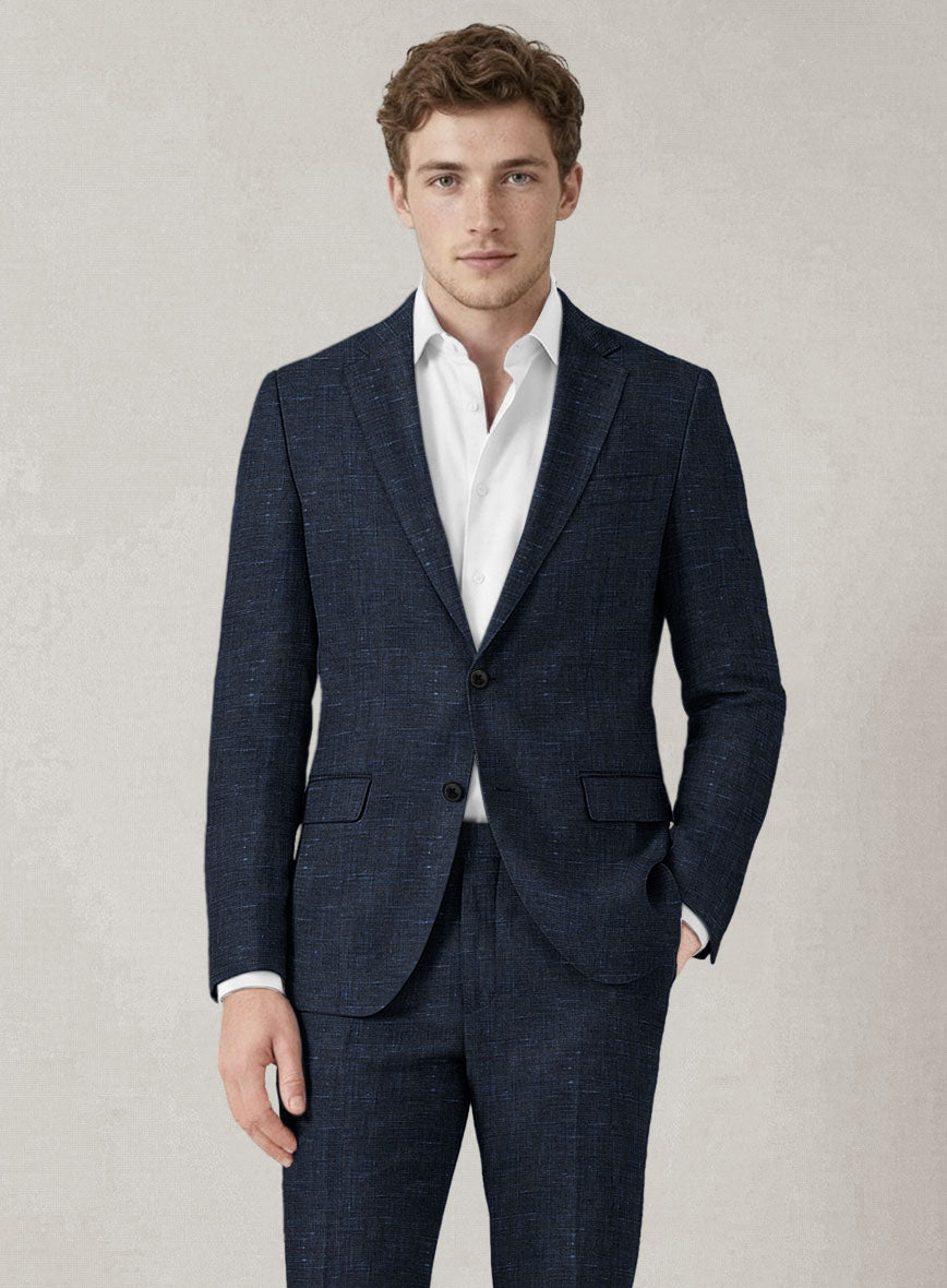 Italian Prato Blue Chambray Linen Suit - StudioSuits