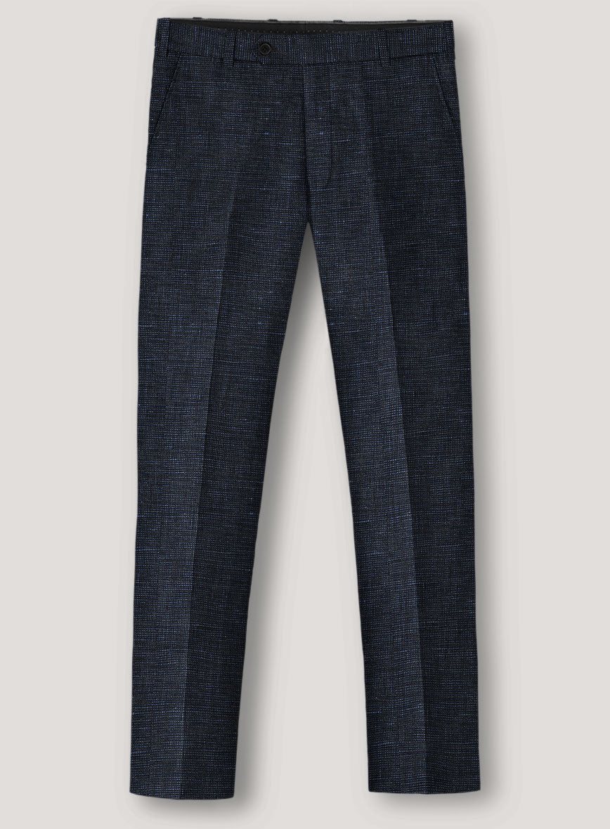 Italian Prato Blue Chambray Linen Pants - StudioSuits