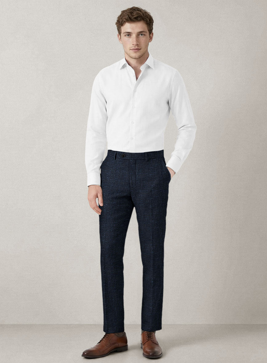 Italian Prato Blue Chambray Linen Pants - StudioSuits