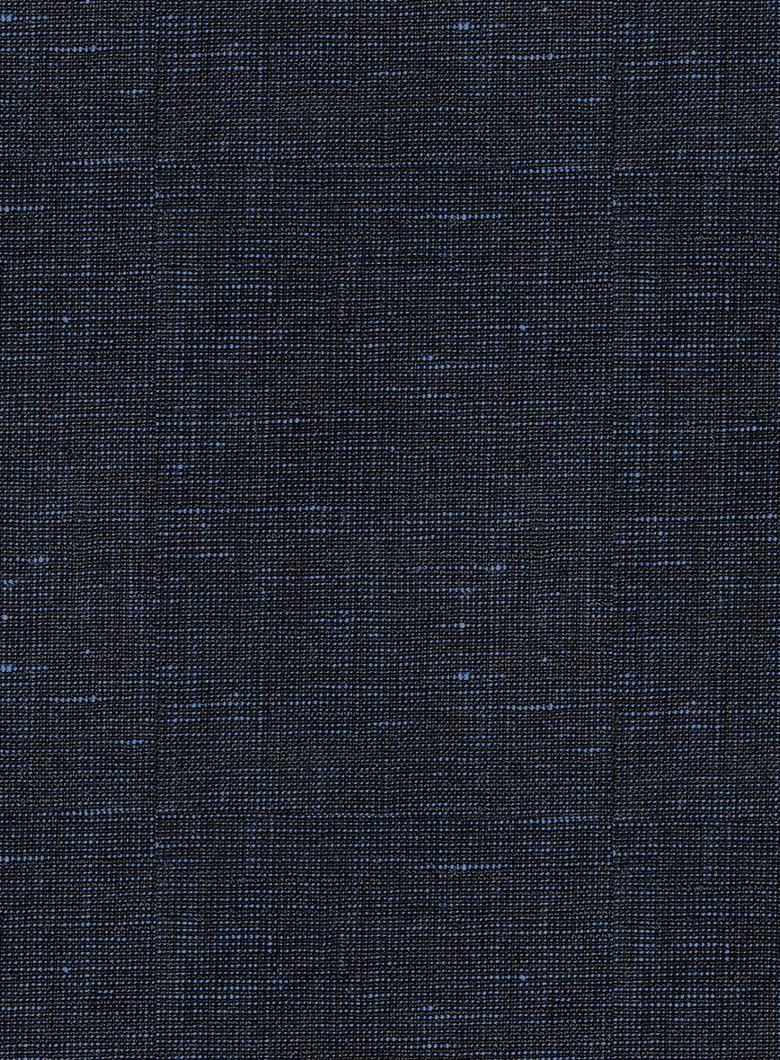 Italian Prato Blue Chambray Linen Pants - StudioSuits