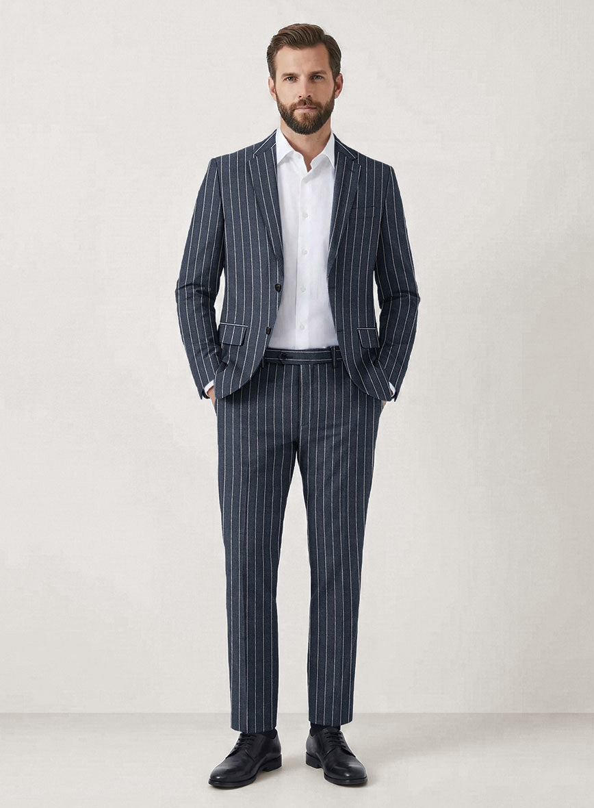 Italian Prato Bluecrest Stripe Linen Suit - StudioSuits