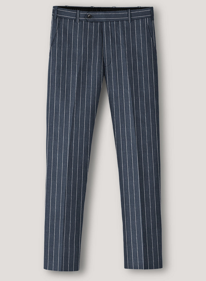 Italian Prato Bluecrest Stripe Linen Pants - StudioSuits