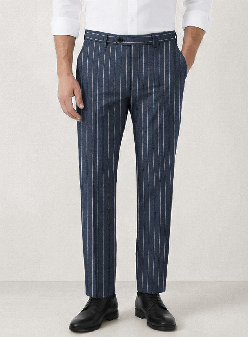 Italian Prato Bluecrest Stripe Linen Pants - StudioSuits