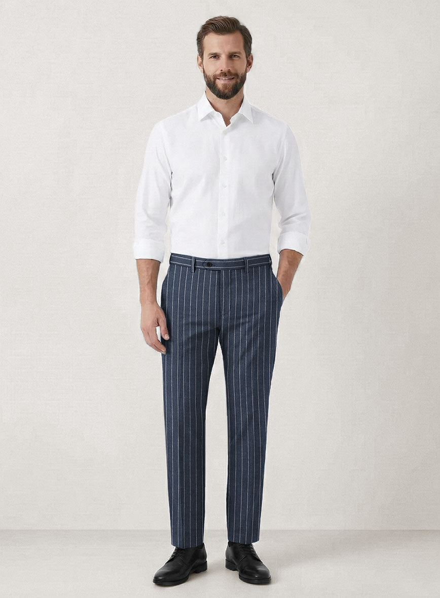 Italian Prato Bluecrest Stripe Linen Pants - StudioSuits