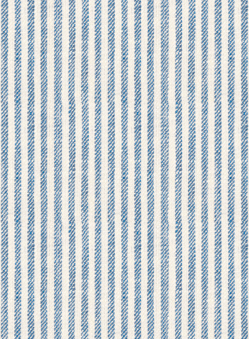 Italian Prato Blue Pinstripe Linen Pants - StudioSuits
