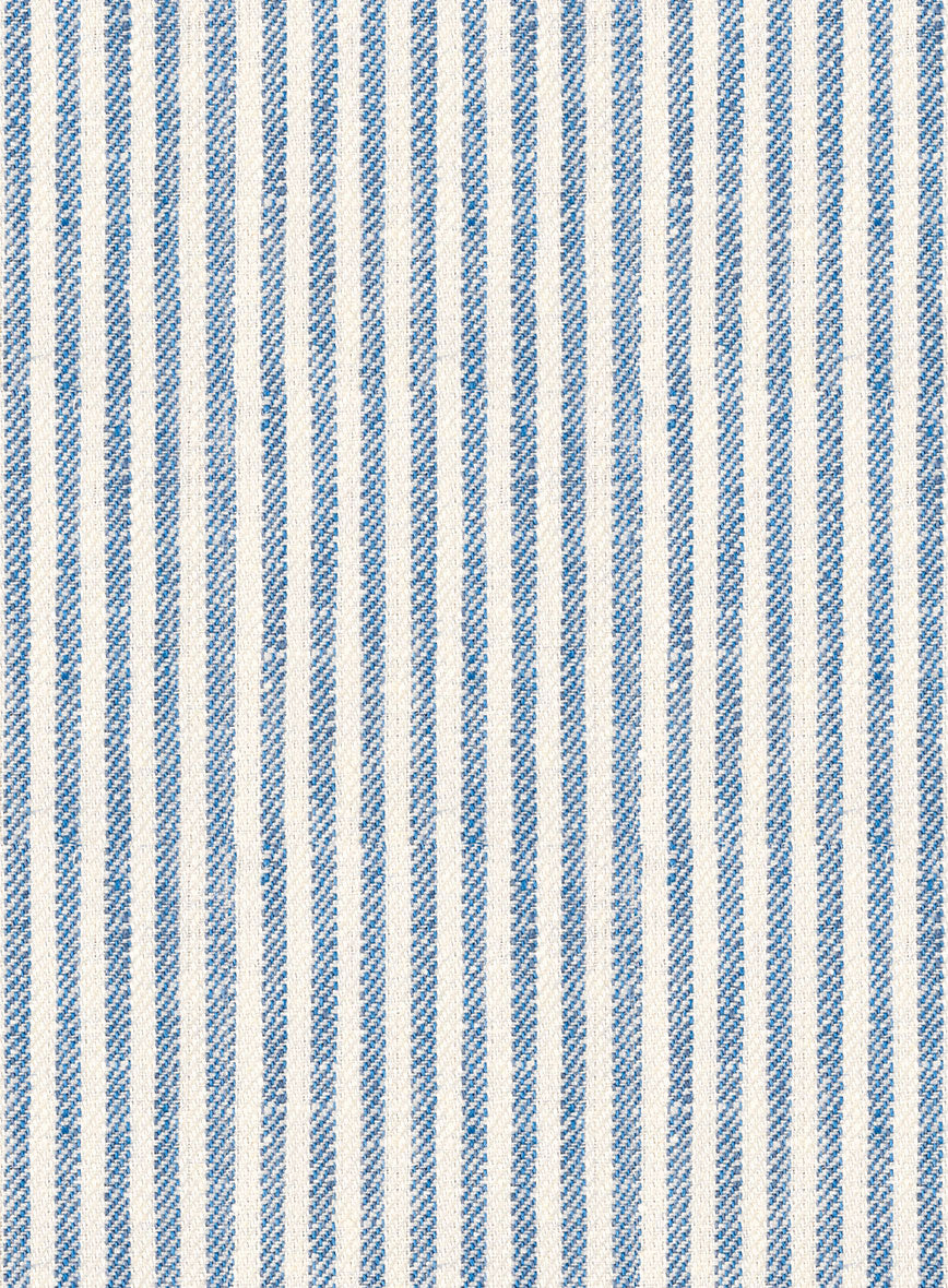 Italian Prato Blue Pinstripe Linen Suit - StudioSuits
