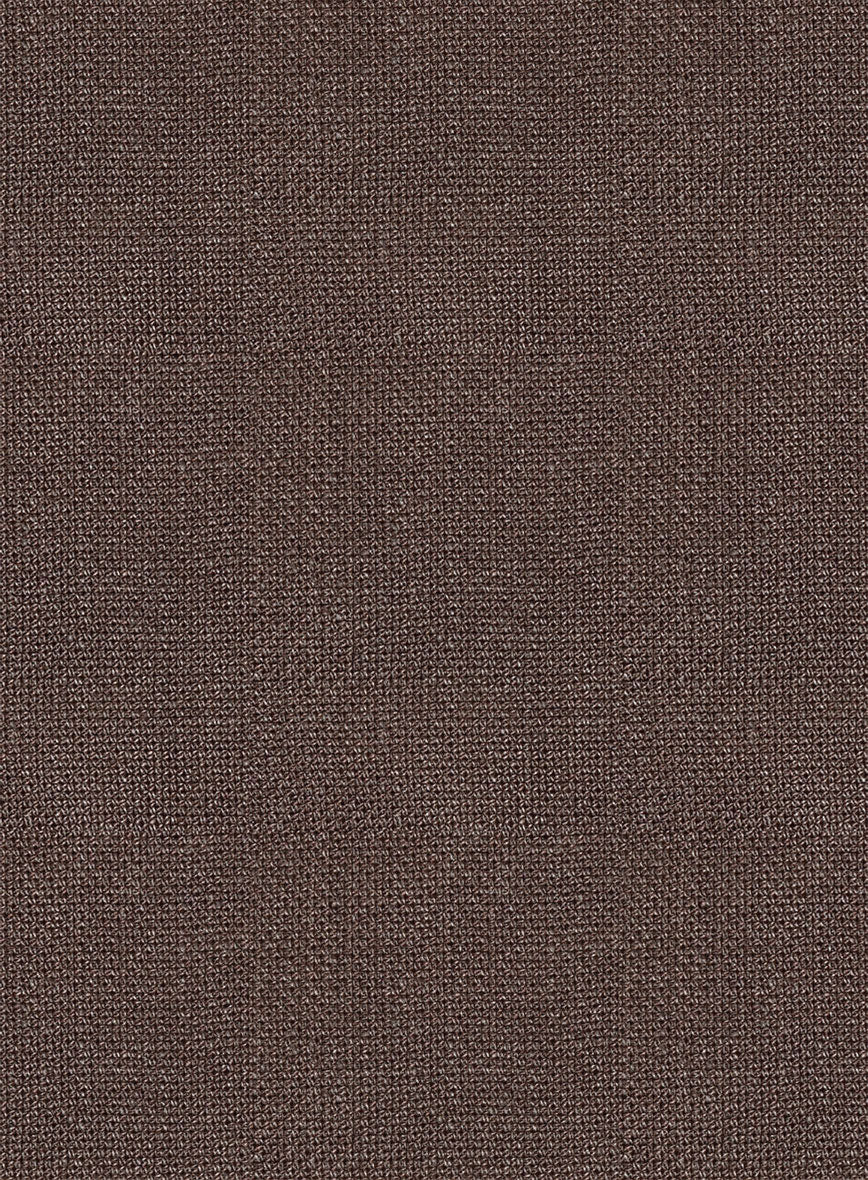 Italian Prato Brown Dobby Linen Double Breasted Jacket - StudioSuits