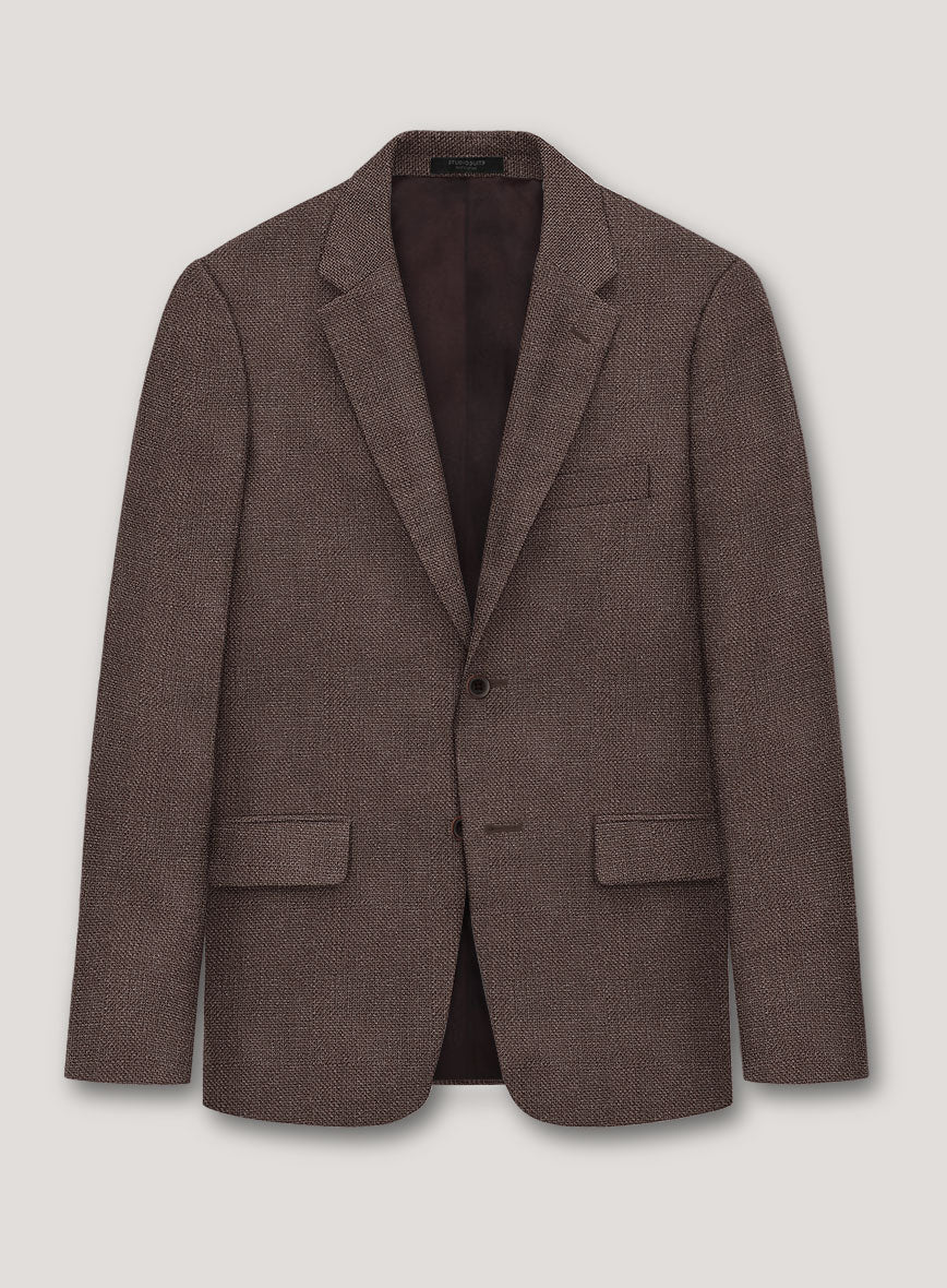Italian Prato Brown Dobby Linen Jacket - StudioSuits