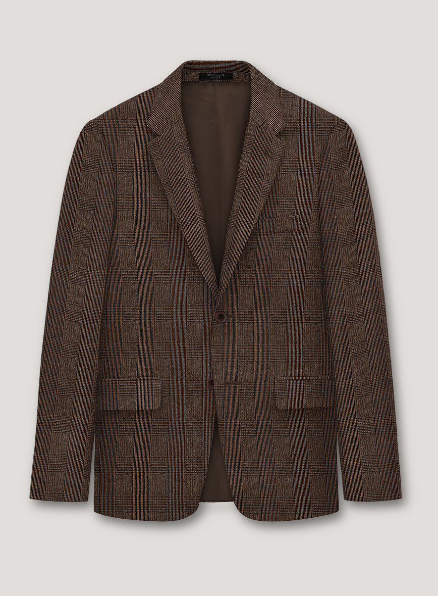 Italian Prato Brown Glen Linen Jacket - StudioSuits