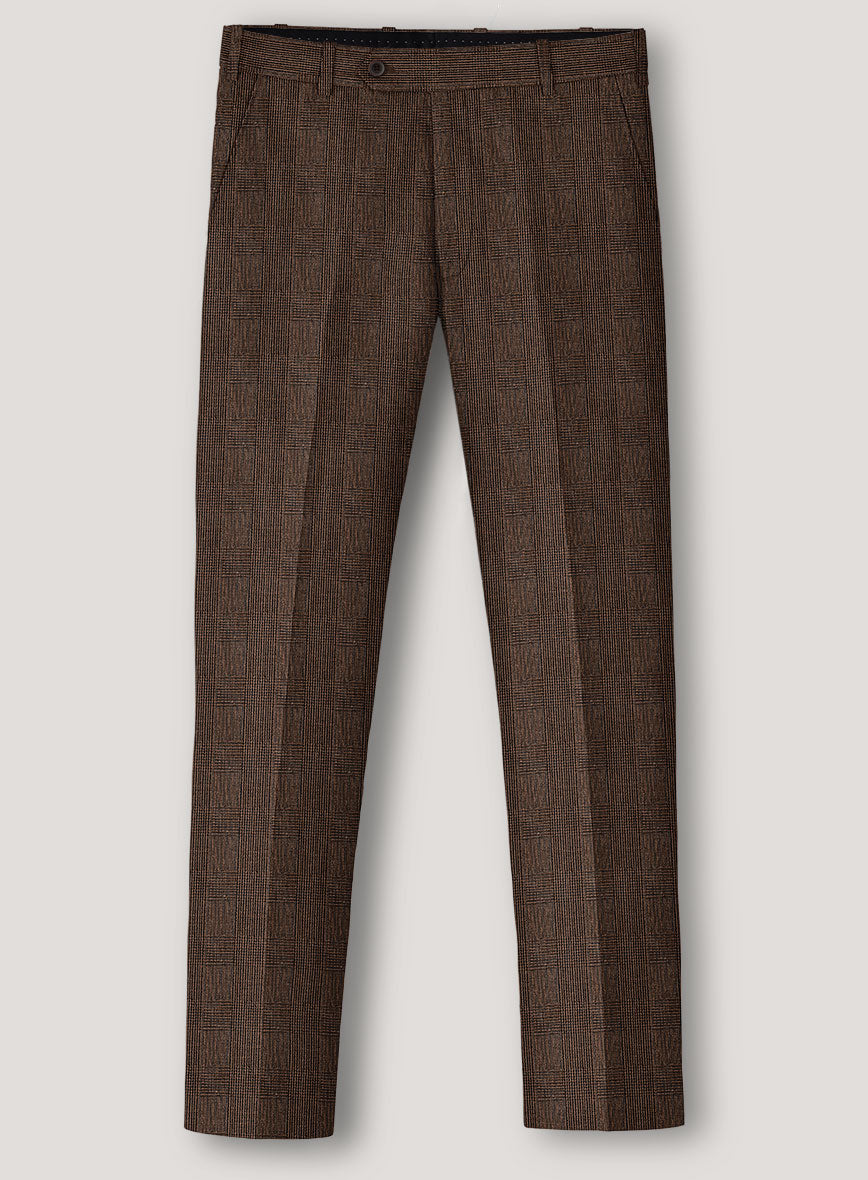 Italian Prato Brown Glen Linen Pants - StudioSuits