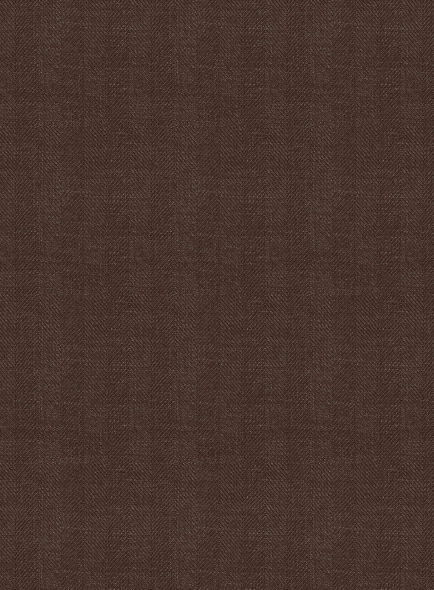 Italian Prato Brown Herringbone Linen Pants - StudioSuits