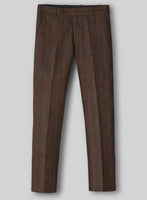 Italian Prato Brown Herringbone Linen Pants - StudioSuits
