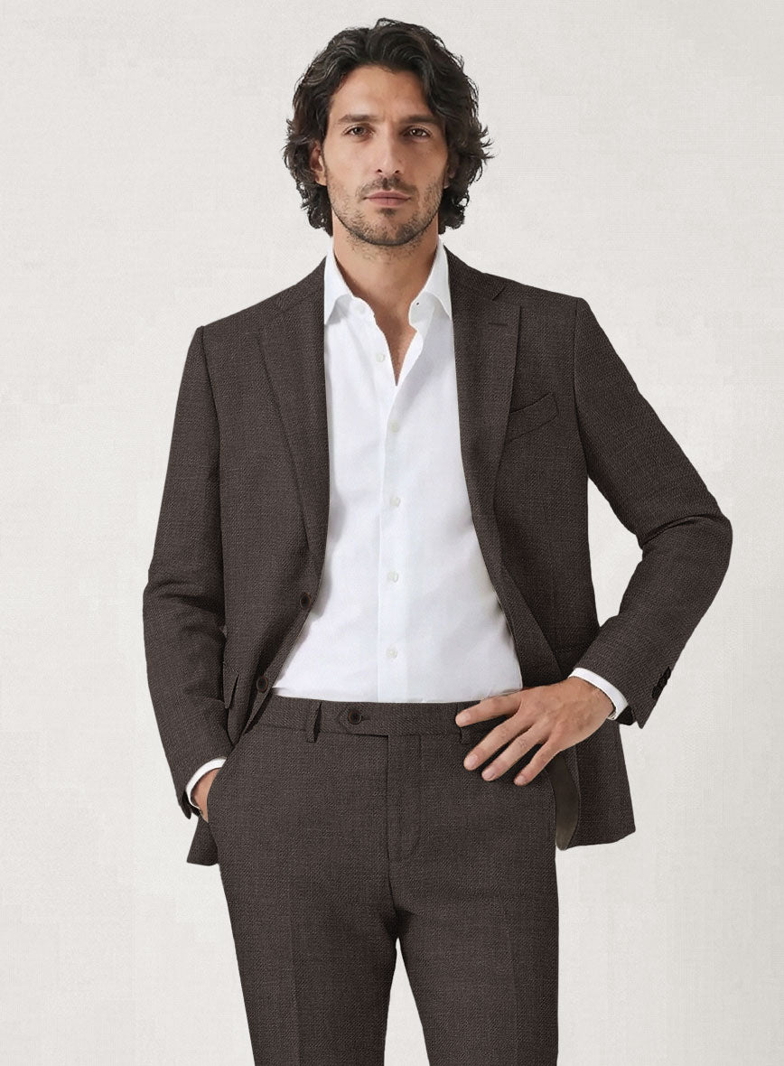 Italian Prato Brown Linen Jacket - StudioSuits