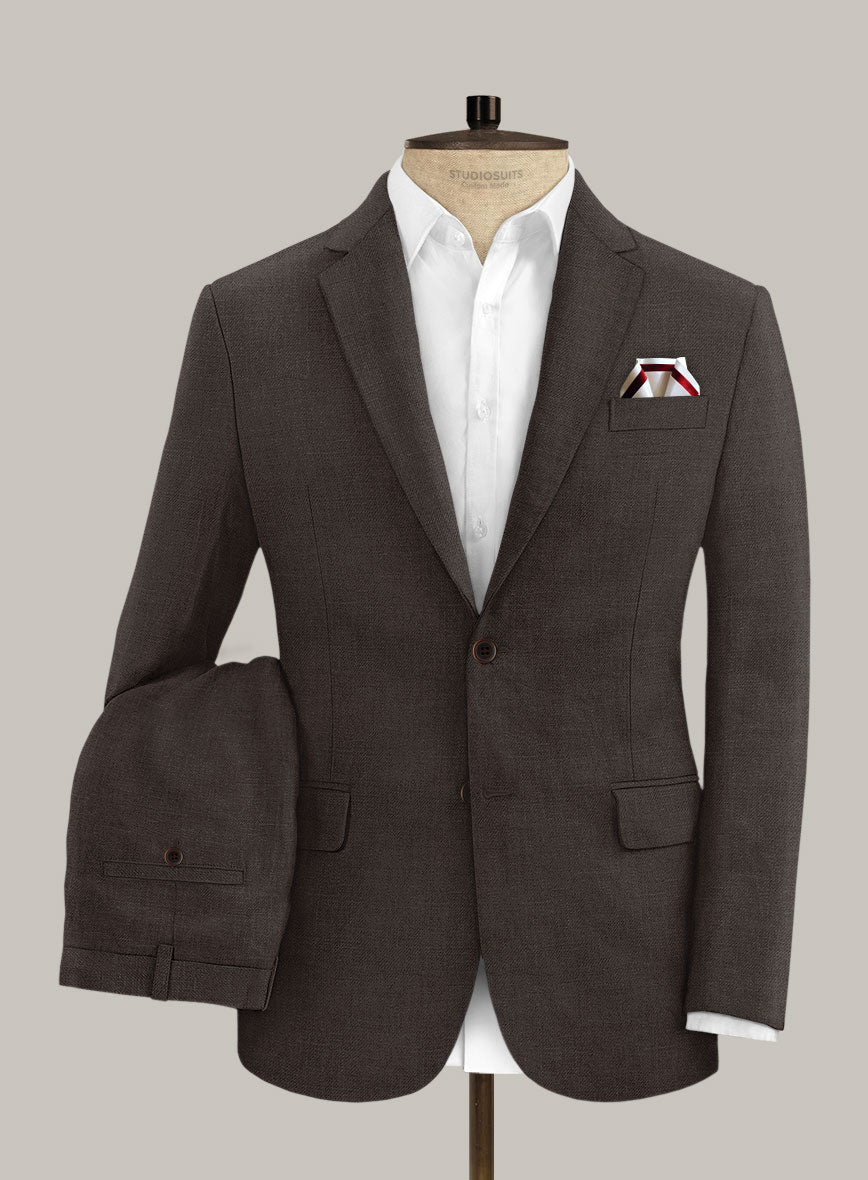 Italian Prato Brown Linen Suit - StudioSuits