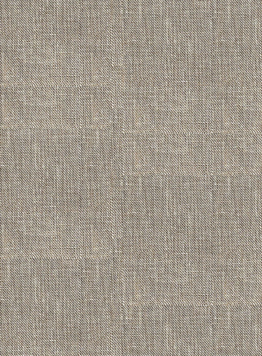 Italian Prato Brown Sharkskin Linen Pants - StudioSuits