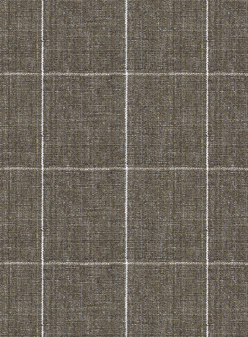 Italian Prato Brown Windowpane Linen Suit - StudioSuits