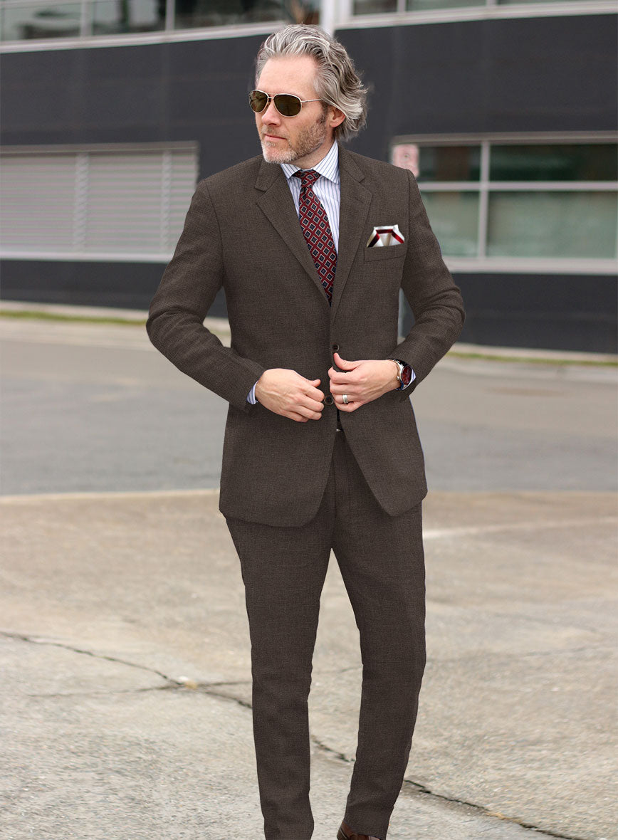 Italian Prato Brown Linen Suit - StudioSuits