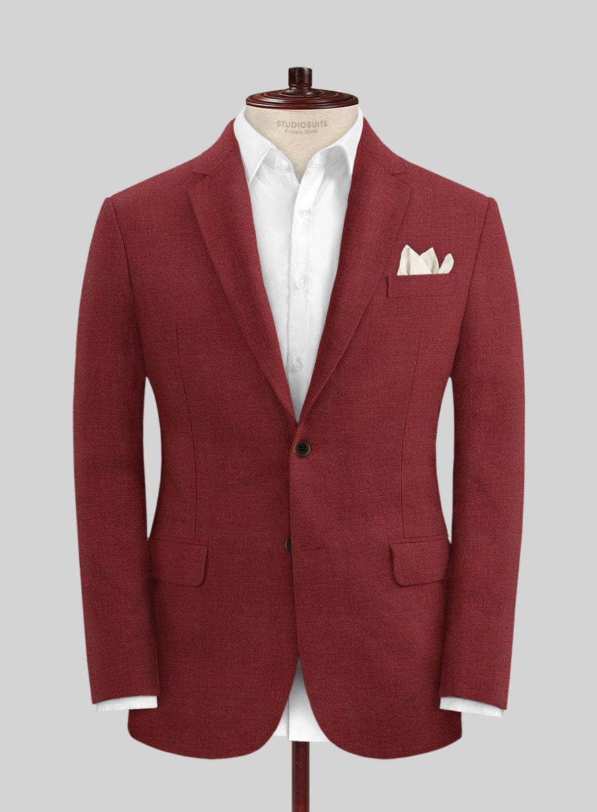 Italian Prato Burgundy Linen Jacket - StudioSuits