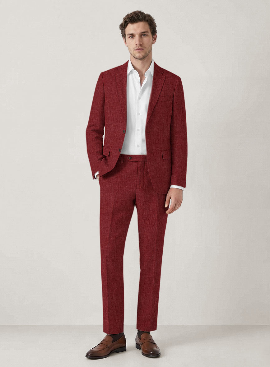 Italian Prato Burgundy Linen Suit - StudioSuits