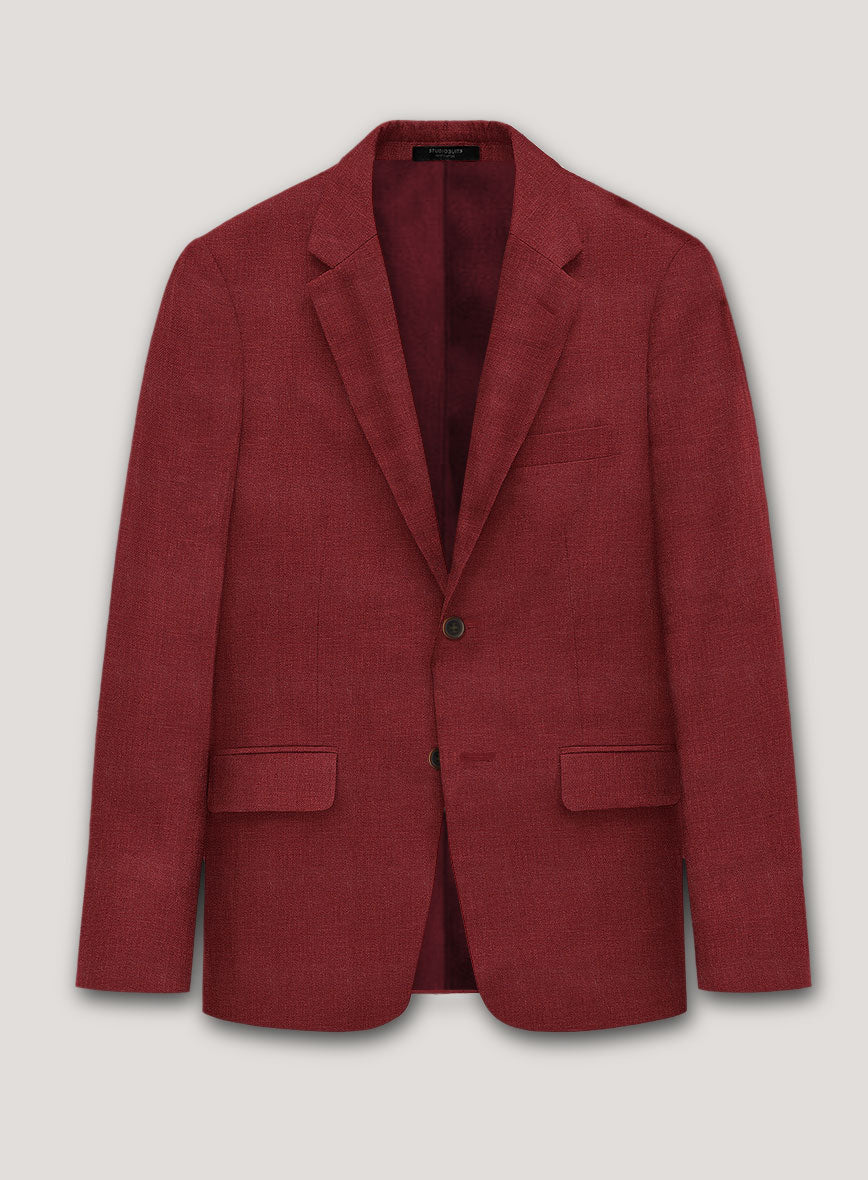 Italian Prato Burgundy Linen Jacket - StudioSuits