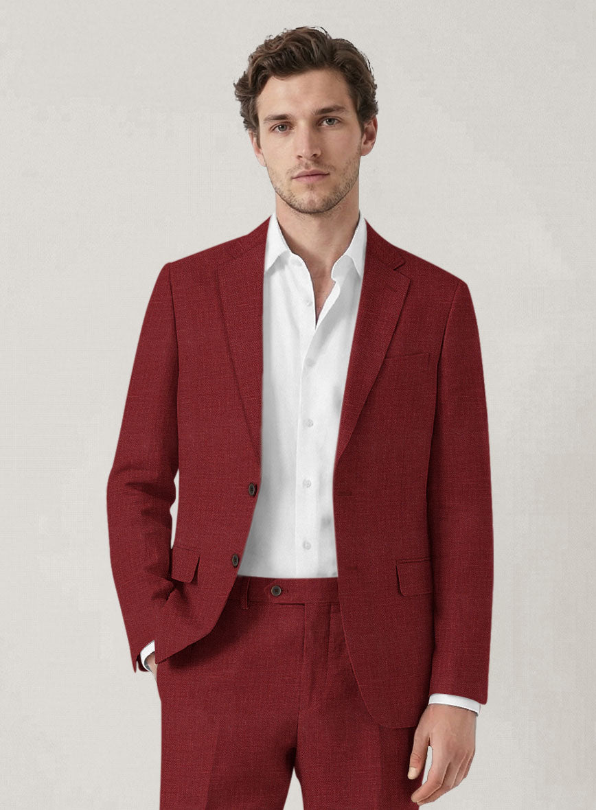 Italian Prato Burgundy Linen Jacket - StudioSuits
