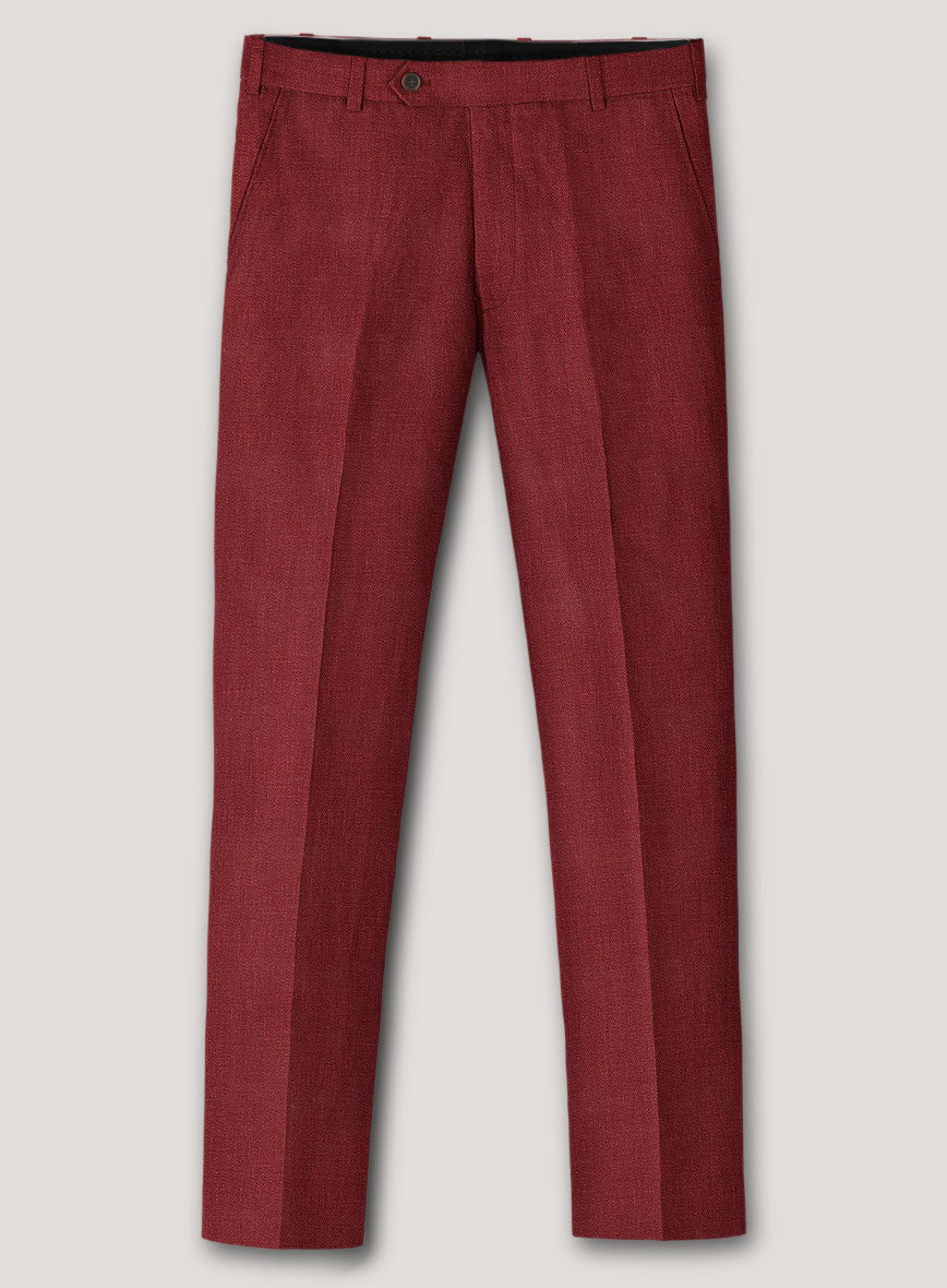 Italian Prato Burgundy Linen Pants - StudioSuits