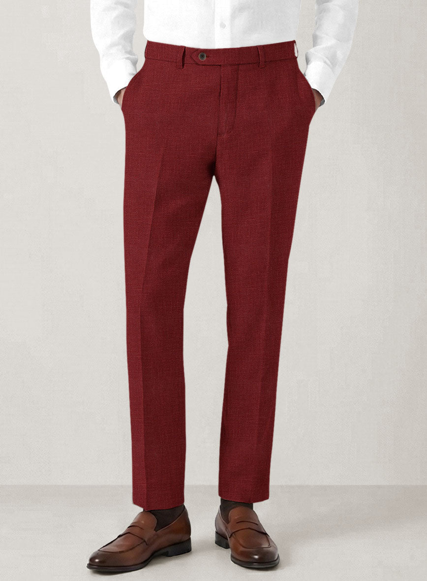 Italian Prato Burgundy Linen Pants - StudioSuits