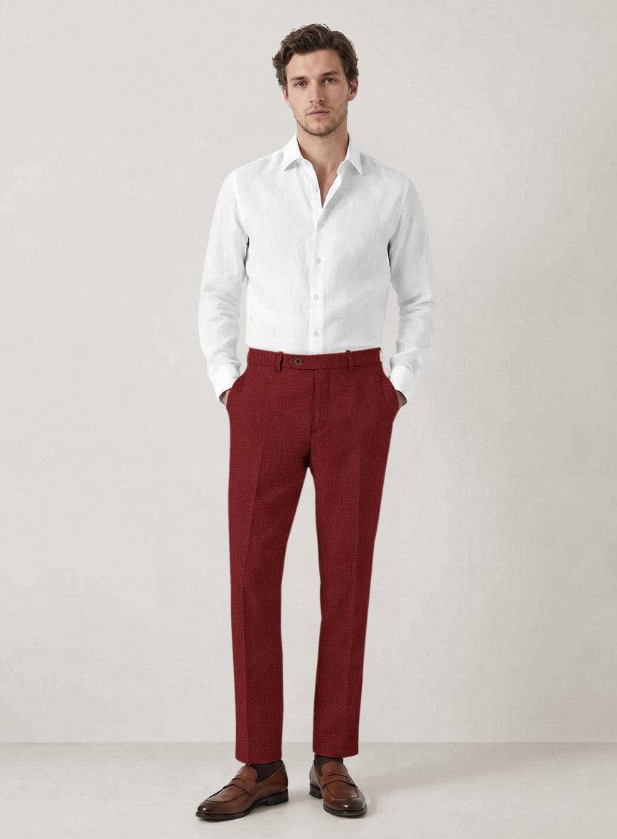 Italian Prato Burgundy Linen Pants - StudioSuits