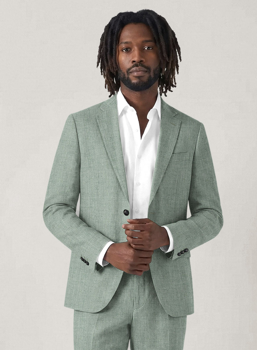 Italian Prato Celadon Linen Jacket - StudioSuits